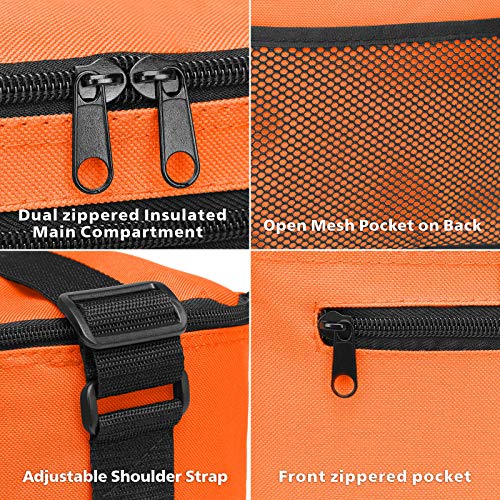 Buyagain Lunch Bag, 600D Poly Small 6 Can Insulated Reusable Lunch Cooler Bag Peva Water-Resistant Lining For Women Men Adult Work School, Orange #TOP5