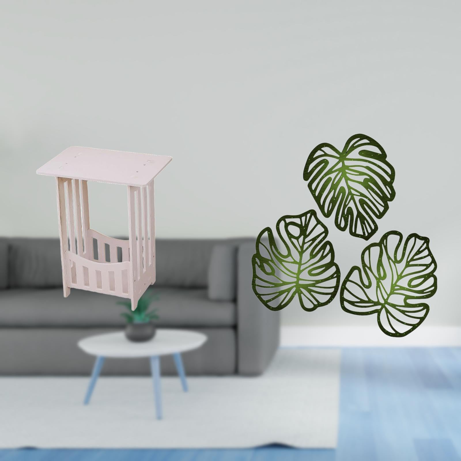 Enakshi® Portable Bedside Table with Palm Leaves Wood Wall Decor Creative Tropical Jungle Art for Hotel Cafe Lounge Balcony Hallway|Home & Garden | Furniture | Tables-image-38