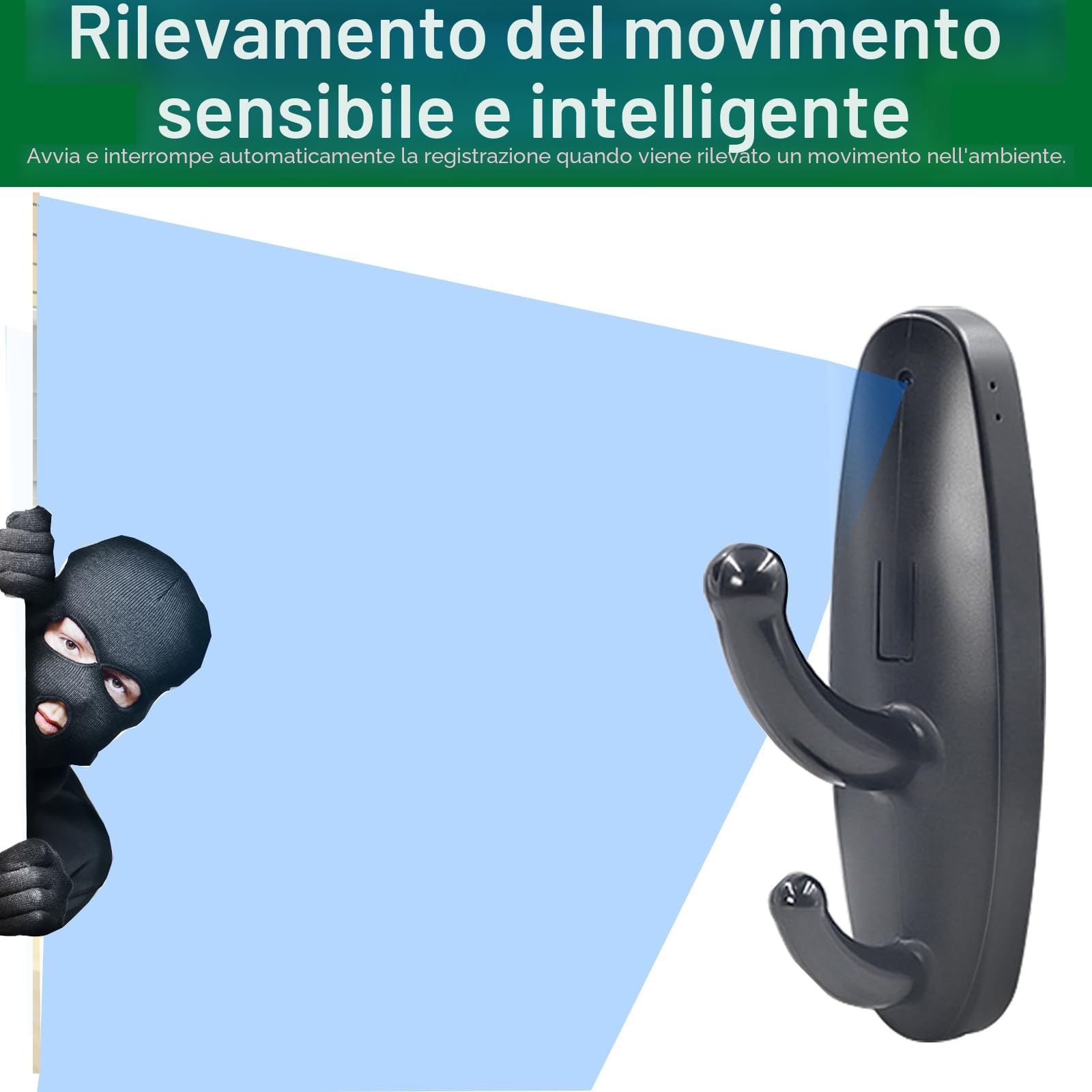 Microcamera Spia HD 1080P, Telecamera Nascosta da Parete senza WiFi, Mini Telecamera Spia Nascosta Wireless con Rilevamento del Movimento,120 minuti durata Adatto per uso interno, ecc.