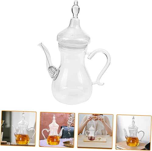 Miniatura 4 de Alipis Dispensador de vino transparente para la noche, oficina de vino para mano, borosilicato turco con calentador casero retro, hotel, café, mango