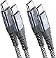 タイプc ケーブル 【2M/2本セットPD対応 60W急速充電】USB C&USB C ケーブルiPhone15 充電ケーブル充電器 Type-c アイフォン15/いphone15 pro Max,iPad Pro/Air/mini6,MacBookPro,Samsung Galaxy S24/S23/S22/S21/S20/S10/S9,Pixel等Type-c機種対応-グレー
