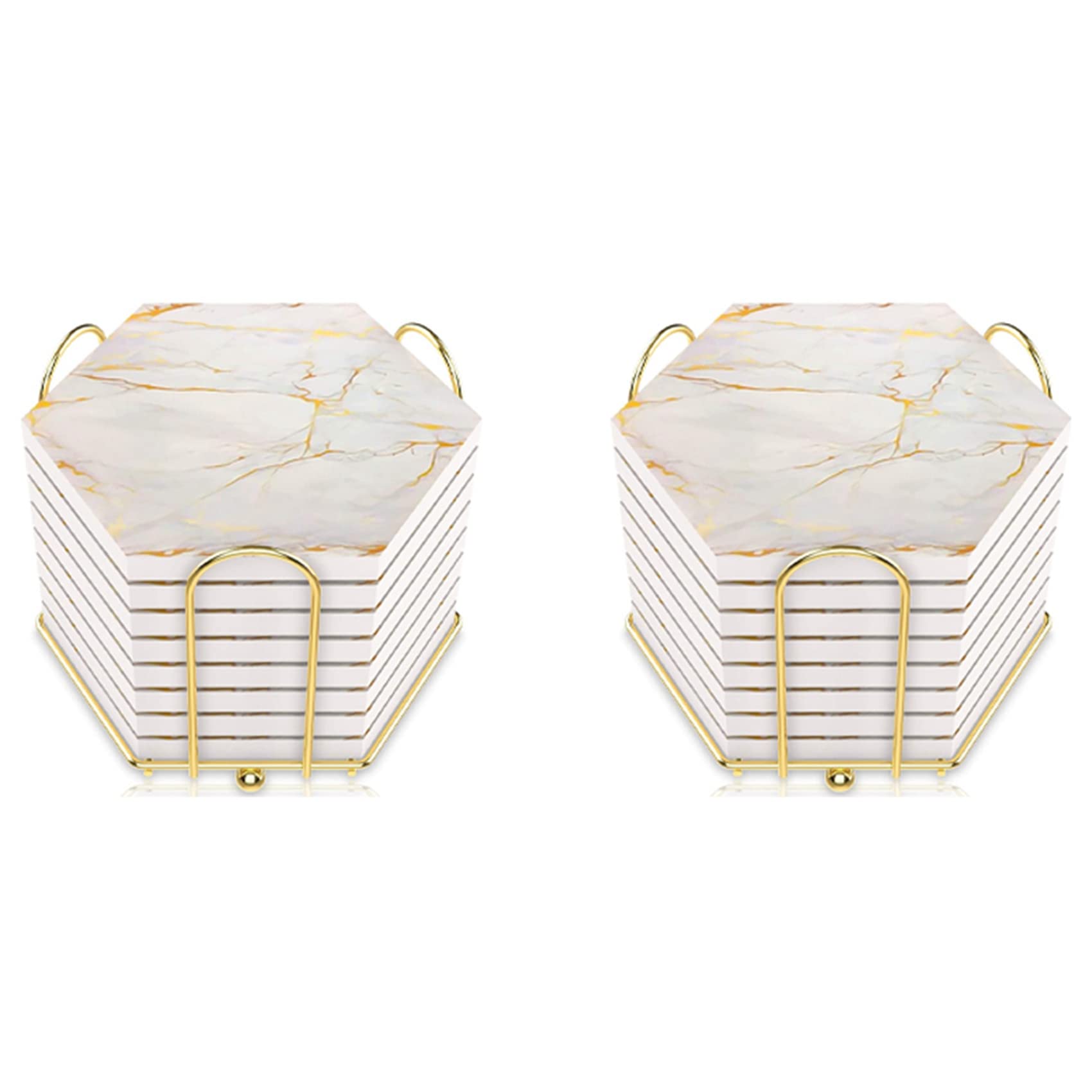 Hndhbfgrt 24 PC Coasters for Drinks Absorbent with Holder Marble Design Ceramic Coaster Set Super Absorbent Hot and Cold Drink