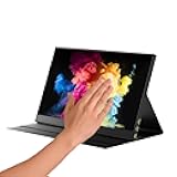 Yinker 15.6'' Portable Monitor Touchscreen, 1080P FHD 10-Point Touch Screen Monitor with Protective Magnetic Leather Cover & Speakers, USB-C Travel Monitors for Laptop, Phone, PC, Switch