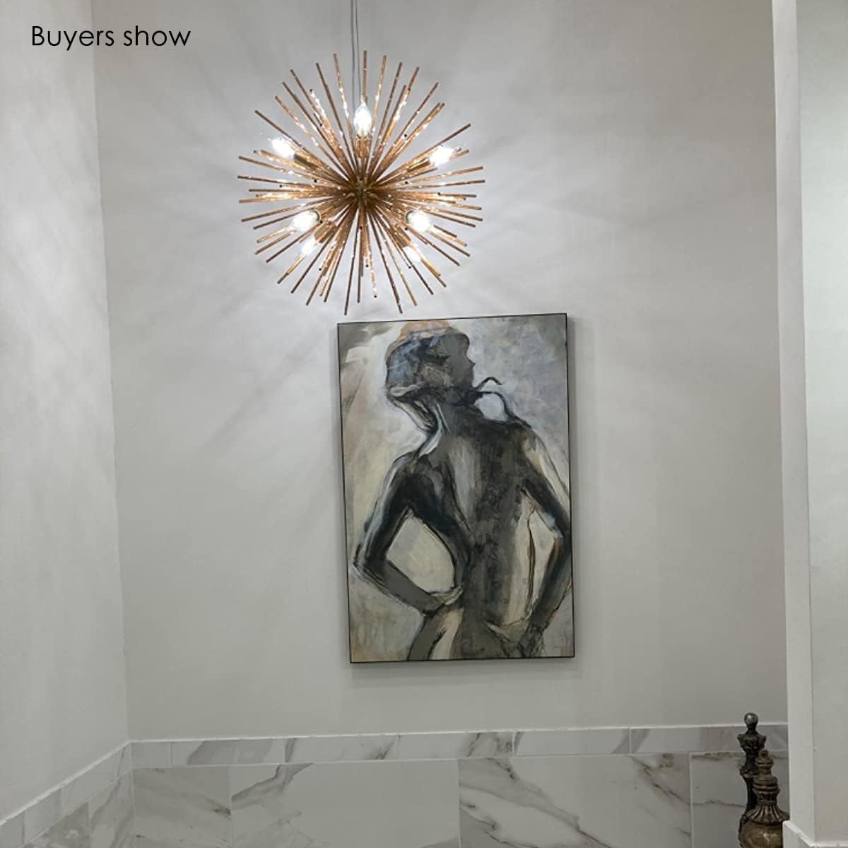 Uр Tо 40% оƒƒ Jaycomey Firework Chandeliers Gold, 8 Lights, Modern Rose Pendant Lighting, Ceiling Hanging Light Fixtures Wrought Aluminum Pendant Lamp for Bedroom, Living Room, Dining Room, Dia19.6 Inch