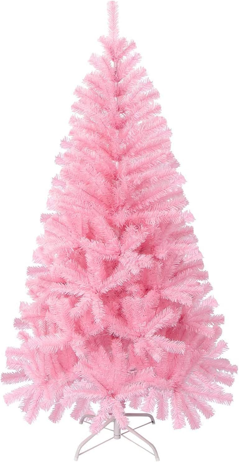 Pink Christmas Tree, 4FT Christmas Tree with Metal Stand, Artificial Pink Tree with 300 Branch Tips, Easy Assembly, for Indoor Outdoor Holiday
