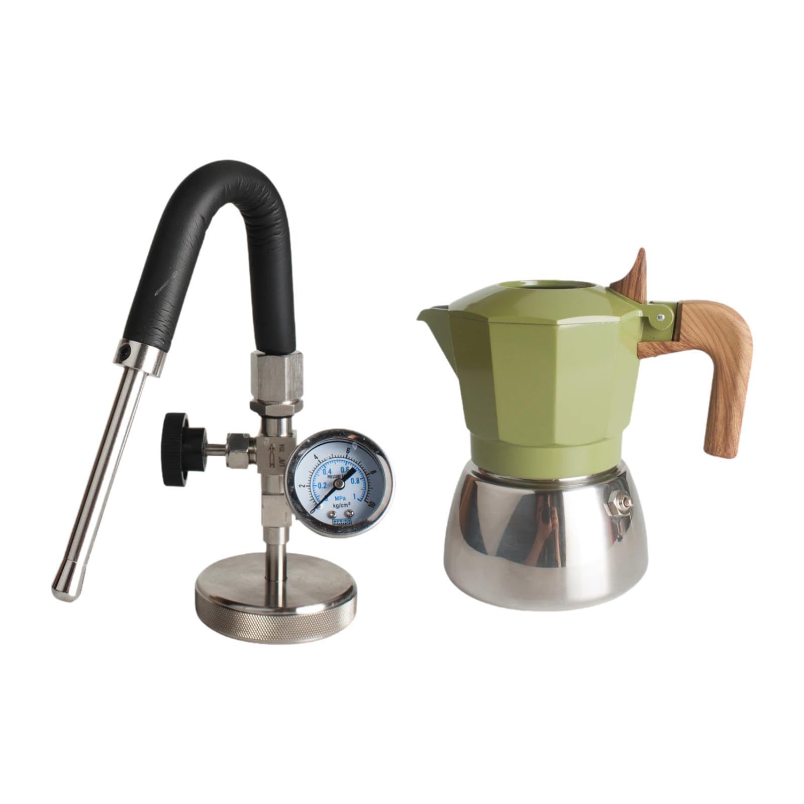 Generic Pot Caffettiera Espresso Acciaio Inox Doppia Valvola Manico Antiscivolo Adatta a Cucina Casa Campeggio Regalo, Verde