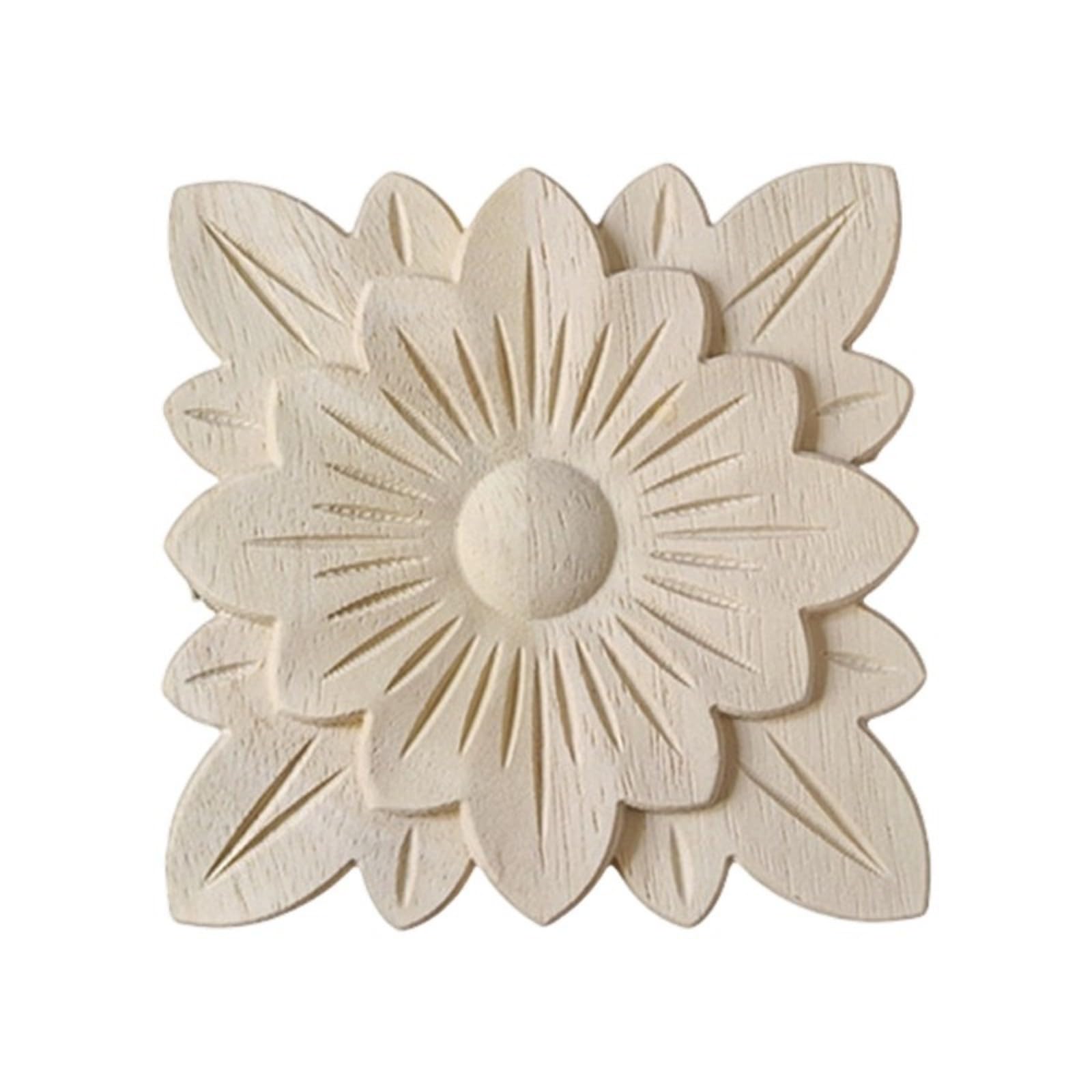 our fave Wooden Carved Onlay Appliques Unpainted Diys Center Carving Decal Decorative Carved Decals for Dresser Bed Door Cabinet Wooden Onlay Appliques
