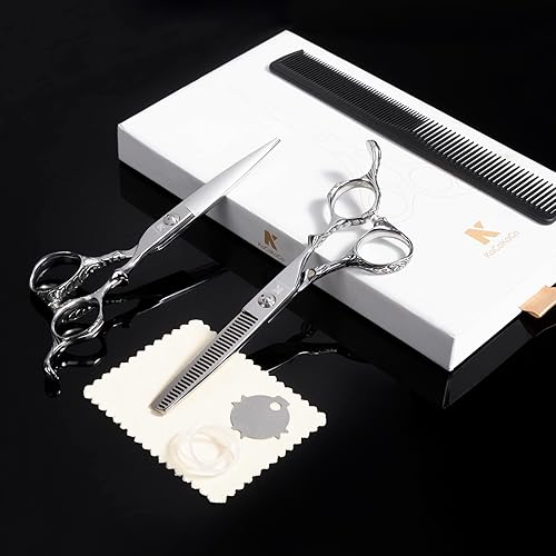 Miniatura 7 de K KaCaKaCa Juego de tijeras de corte de cabello, kit de tijeras de corte de pelo profesional de 6.1 pulgadas con tijeras de corte y tijeras de