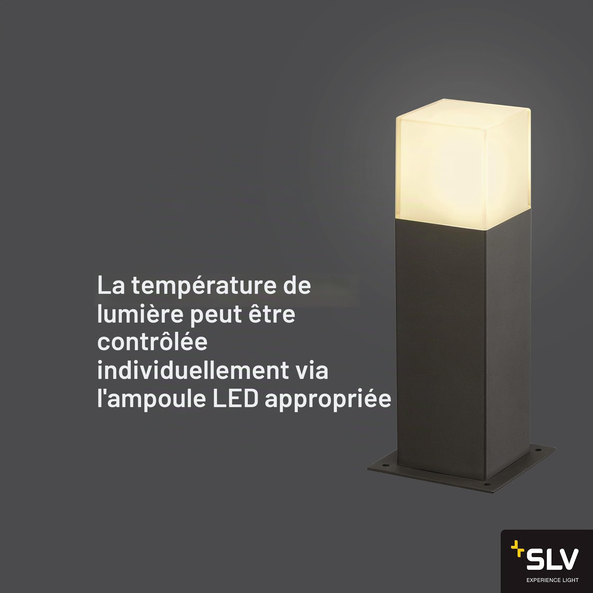 SLV Borne extérieure Grafit 30/Éclairage d'extérieur pour Les allées, Murs, entrées, Lampe de Jardin extérieur LED/E27 IP44 11W Anthracite 231215