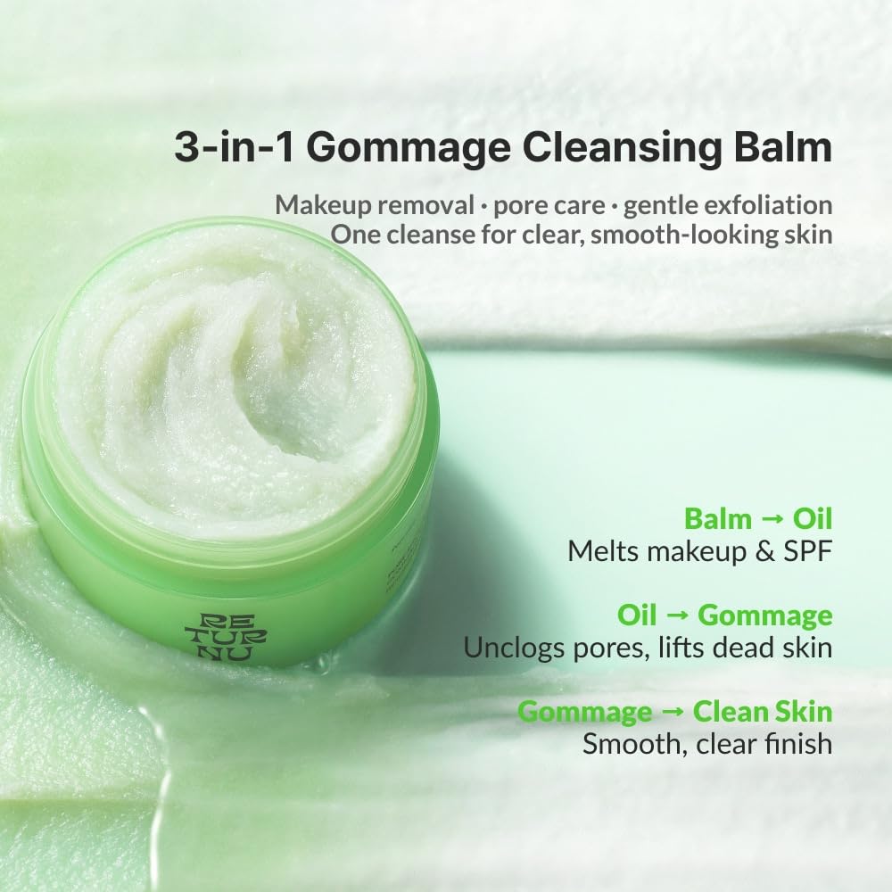 Gommage Peeling Cleansing Balm, All-in-One Makeup Remover, Cleansing Oil & Facial Cleanser, Unclogs Pores & Reduces Blackheads, Vegan Korean Skincare