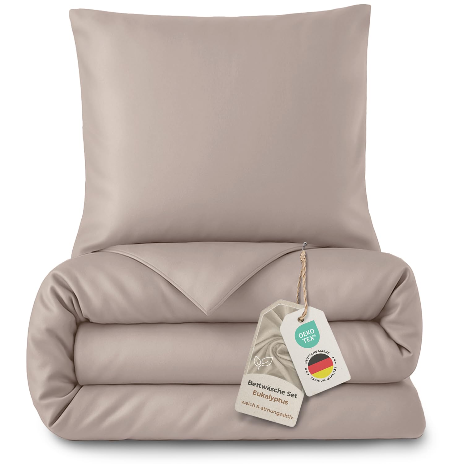 LAYNENBURG Lyocell Bettwäsche Premium – 135x200 + Kissen 80x80, Taupe