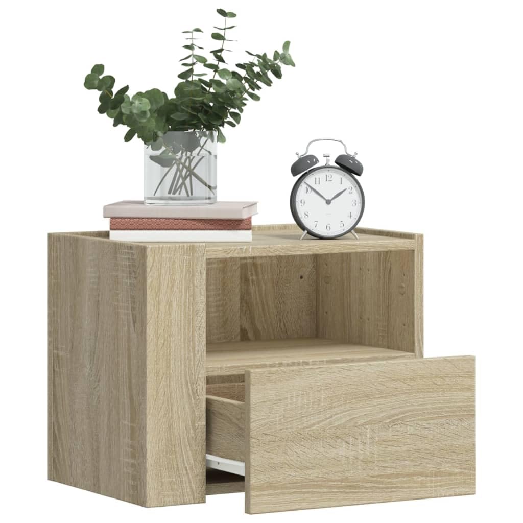 Mesita de noche de pared (madera de roble, 45 x 30 x 35 cm)