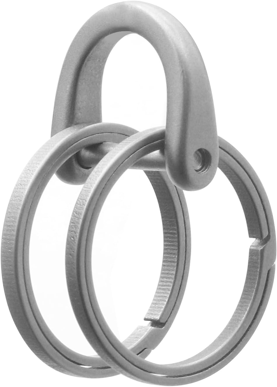 チタンフラットキーリング ステンレススチールDリング付き キーカラビナ用 クイックリリースEDCスプリットリング キーチェーン用 高耐久