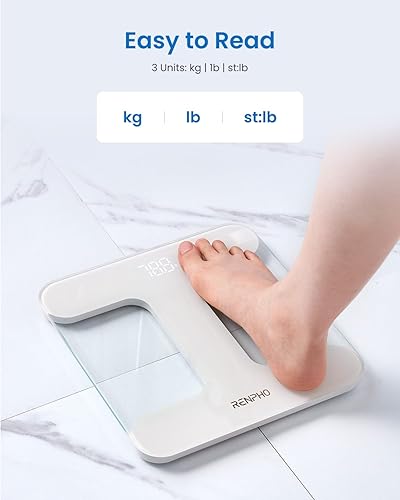 Miniatura 4 de RENPHO Báscula de baño para peso corporal, báscula de pesaje para personas, báscula corporal con pantalla LED brillante, más precisa hasta 0.1