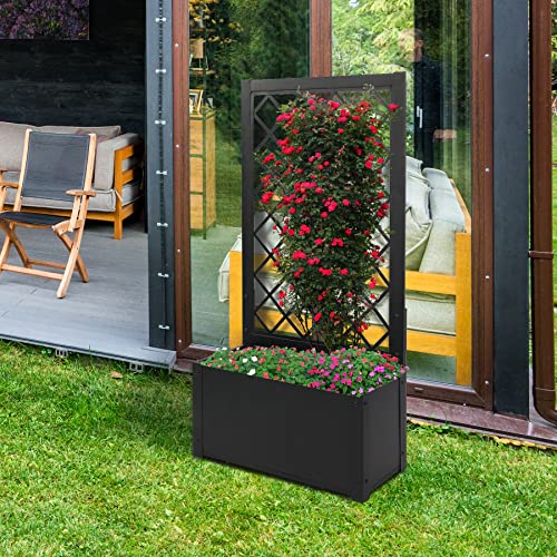 Playinyard Metal Planter Box With Trellis, 48 Inch Height Raised Garden Bed With Trellis For Climbing Plants, Lattice And Flower For Patio Garden Indoor Outdoor #TOP4