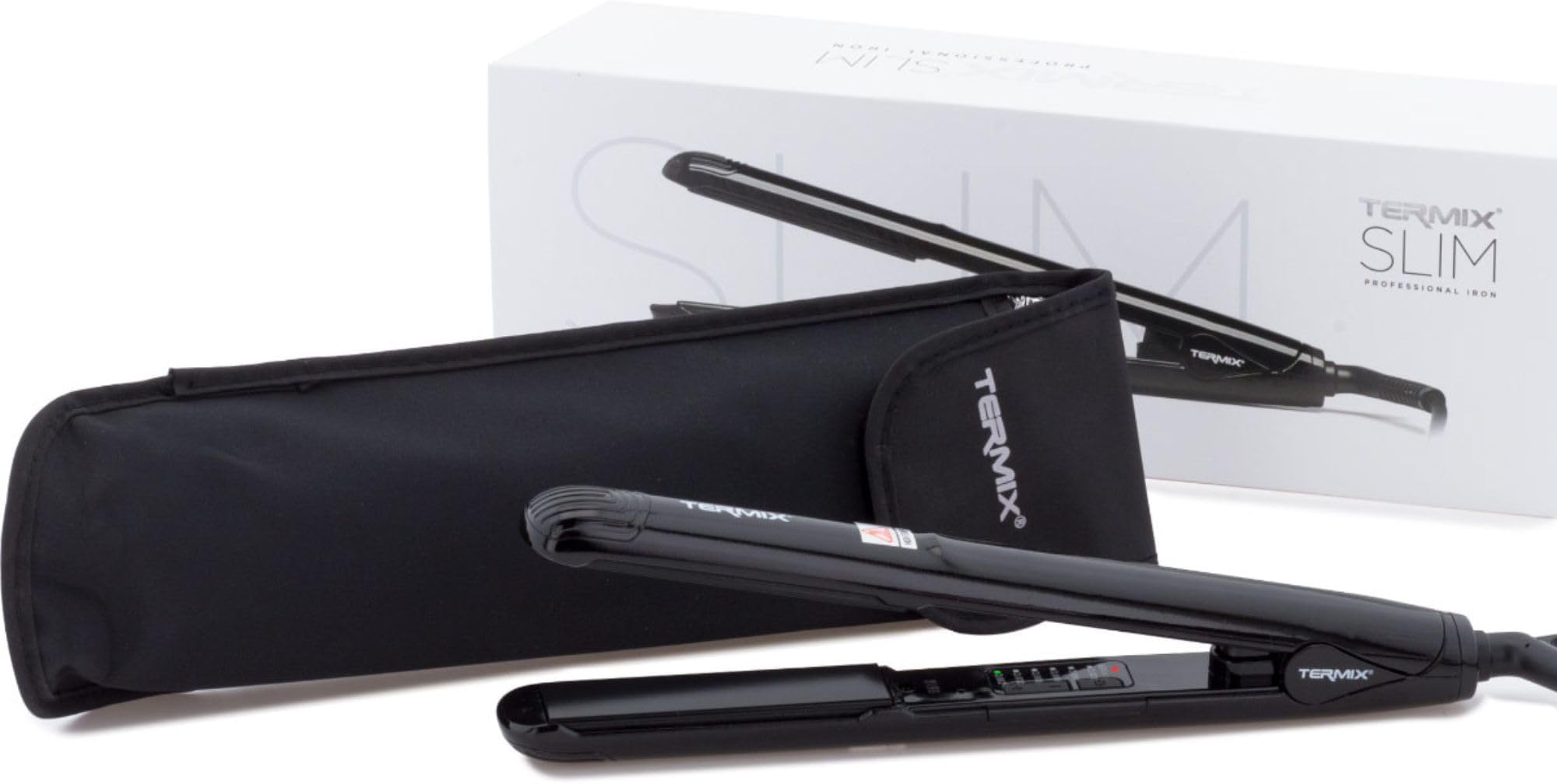 Termix Slim Nano Titanium Straightener that helps create negative ions that have a positive effect on the hair. Black