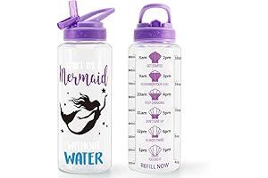 Home Tune 32oz Mermaid Straw Water Bottle: Stay Motivated and Hydrated with Flair