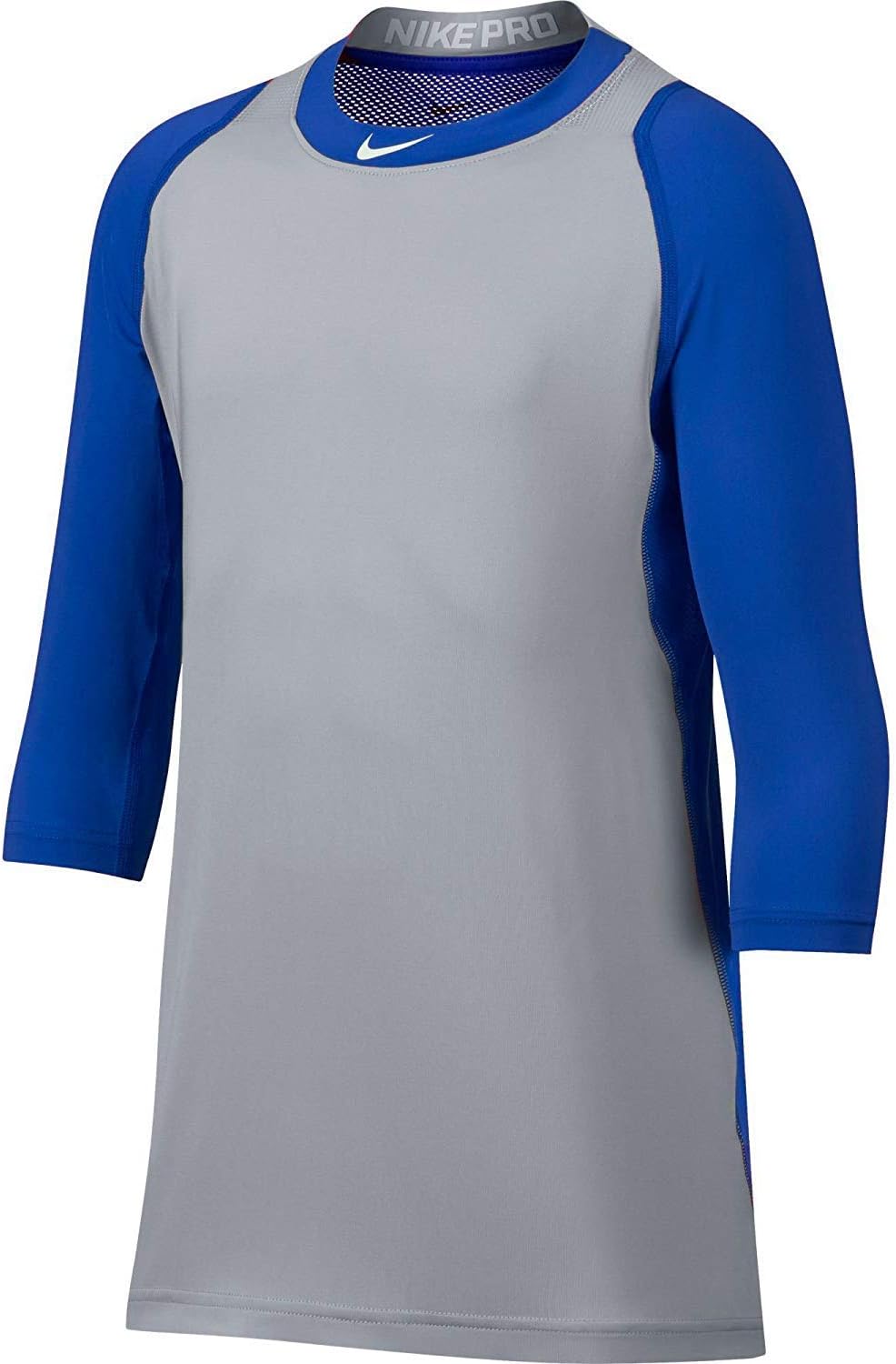 Nike Boys' Pro Cool Reglan ¾-Sleeve Baseball Shirt (Royal/Grey, S)
