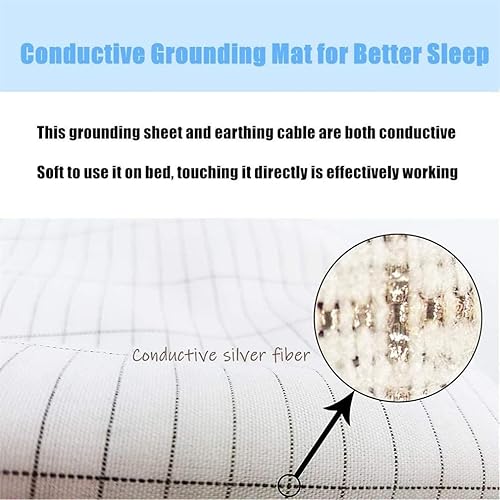 Miniatura 8 de 35 x 122 pulgadas, hoja de conexión a tierra de fibra plateada y algodón orgánico, hoja de conexión a tierra Queen conductora, ropa de cama