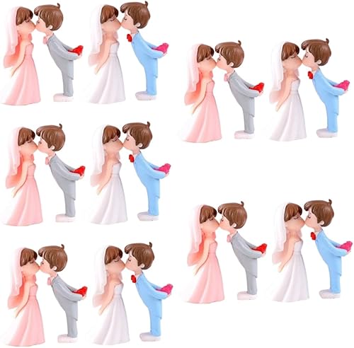 ARTIBETTER 10 pares de adornos de boda para parejas, adornos para parejas y para la señora para tartas de boda, decoración de estatua de pareja de