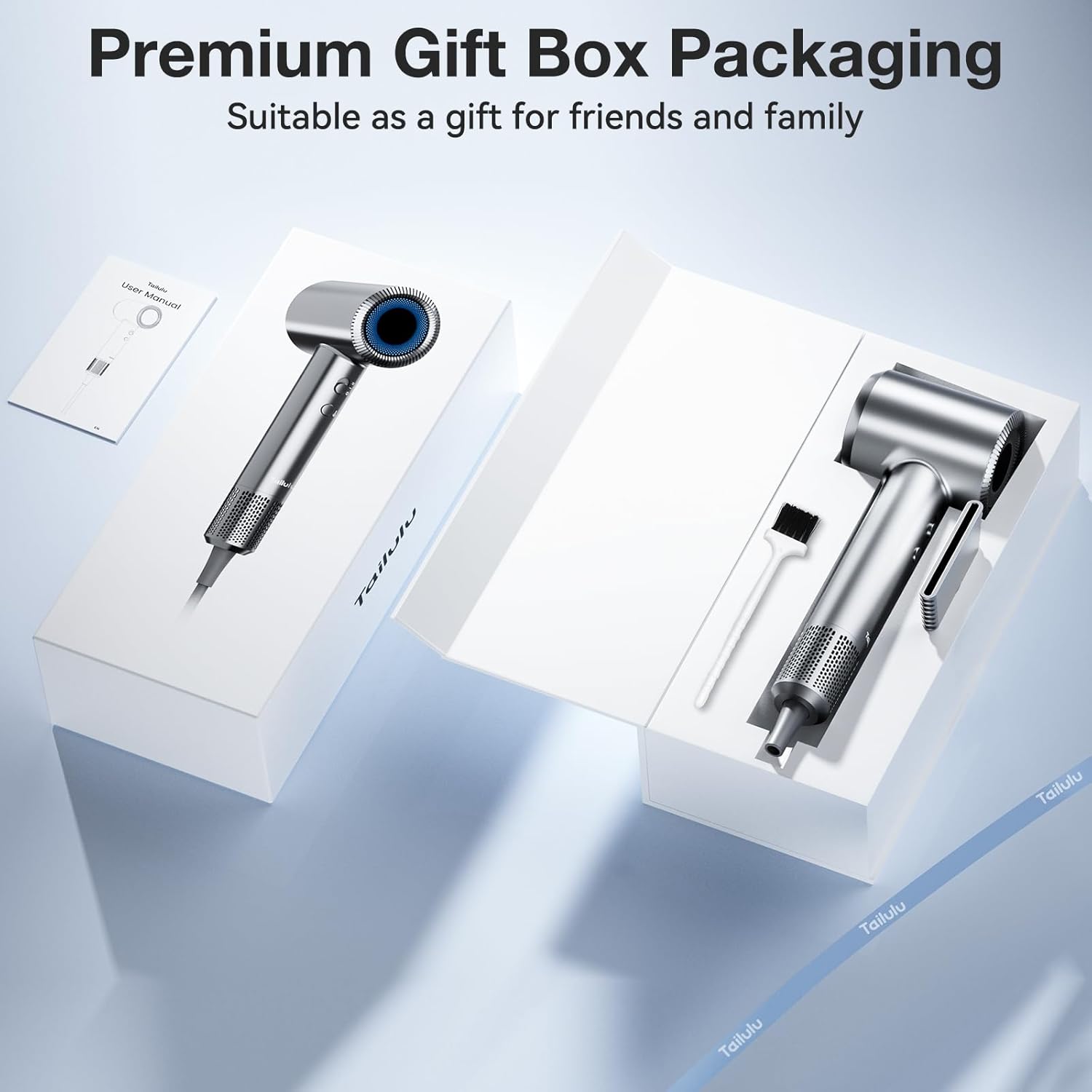 Hair Dryer, High-Speed Ionic Low Noise Blow Dryer with 160000 RPM Motor for Fast Drying, Thermo-Control Portable Hair Blow Dryer with Magnetic Nozzle for Home Travel Salon (P2306F Grey) - Image 2