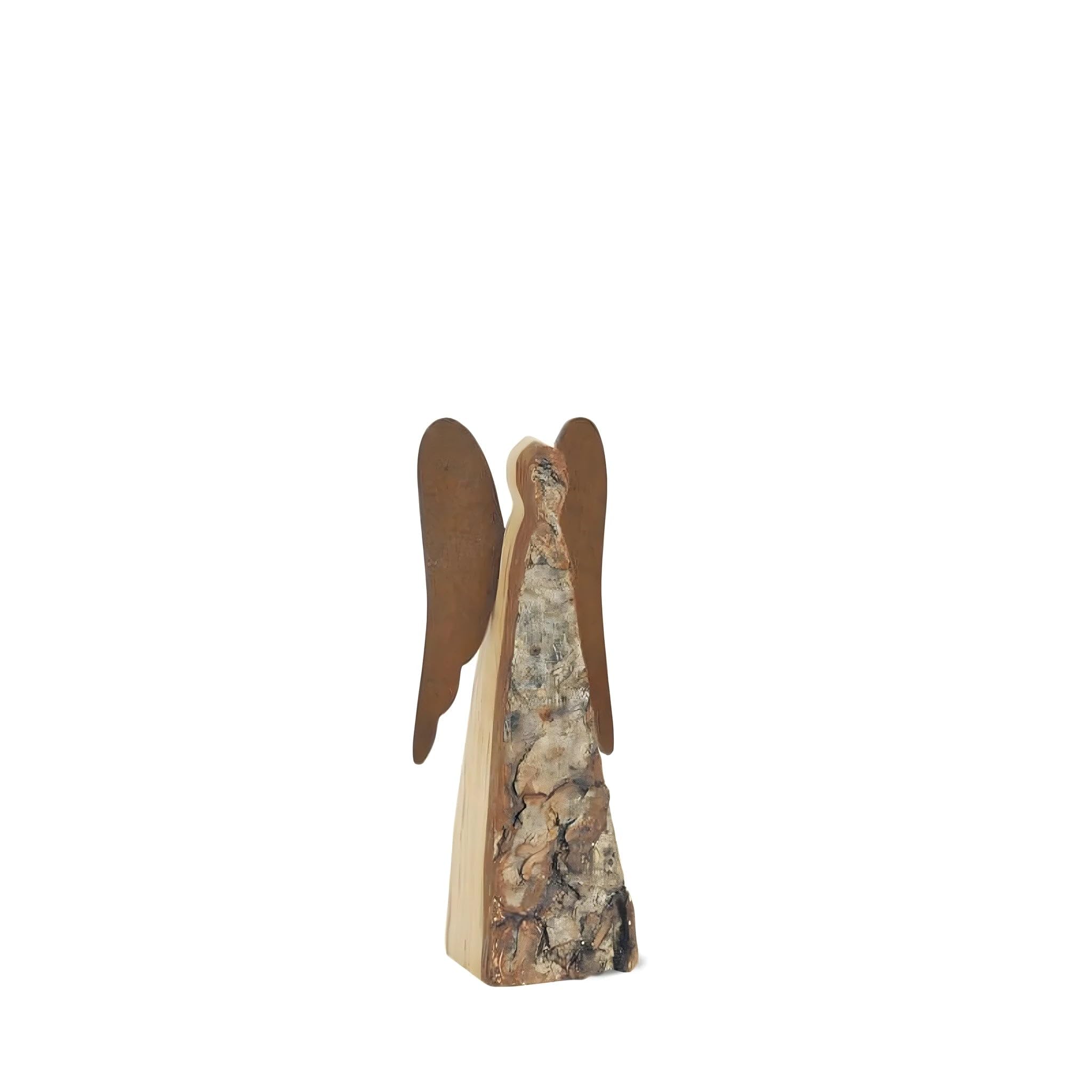 Dolfi Wooden Angel Bark 12 cm 12 cm | Natural Wood in Val Gardena | Nativity Figure