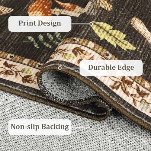 ROYHOME Mushroom Insect Washable Area Rug, Brown #TOP22