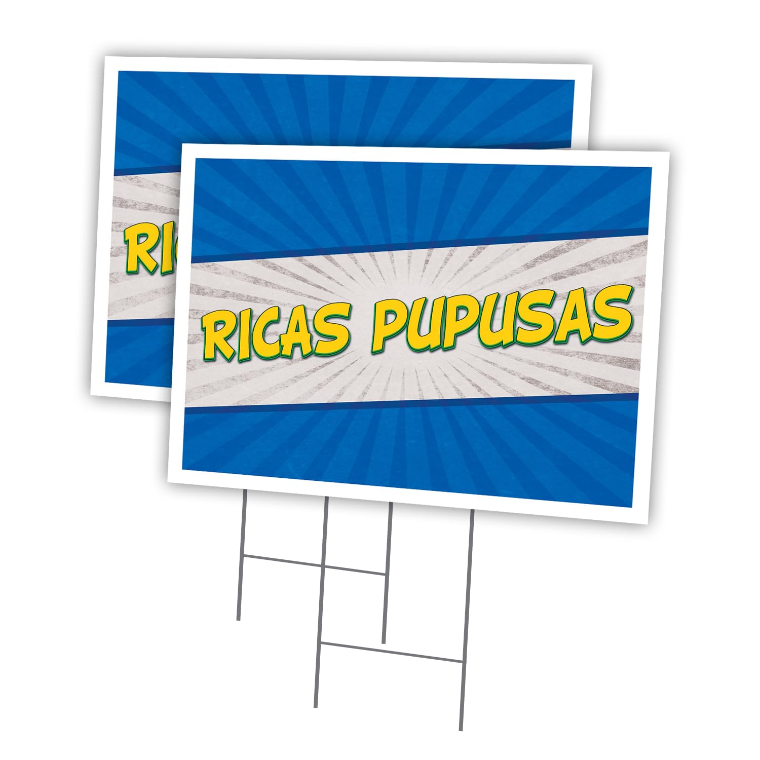 Ricas Pupusas 2 Pack Of 12" x 16" Yard Sign & Stake | Advertise Your Business | Stake Included Image On Both Sides | Made in The USA
