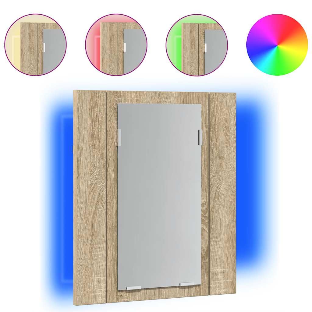 Tomostar Armoire Murale Salle de Bain avec Miroir, Armoire de Toilette Miroir Meuble de Salle de Bain LED Chêne Sonoma 40x12x45 cm Acrylique