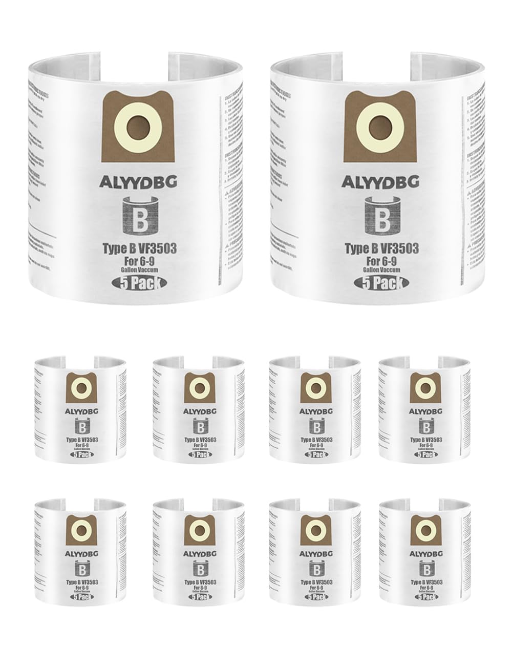 10 Pack Size B VF3503 for Rigid 6-9 Gallon Vacuum Bags from ALYYDBG