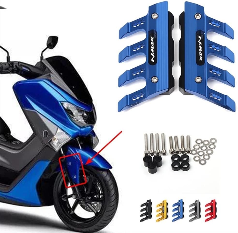 for Yamaha NMAX155 NMAX125 NMAX 2015-2022 Motorcycle Fall Side Guard Front Fork Protector Front Fender Protection Block Side Guard CNC Aluminum Multiple Colour (Color : Red)