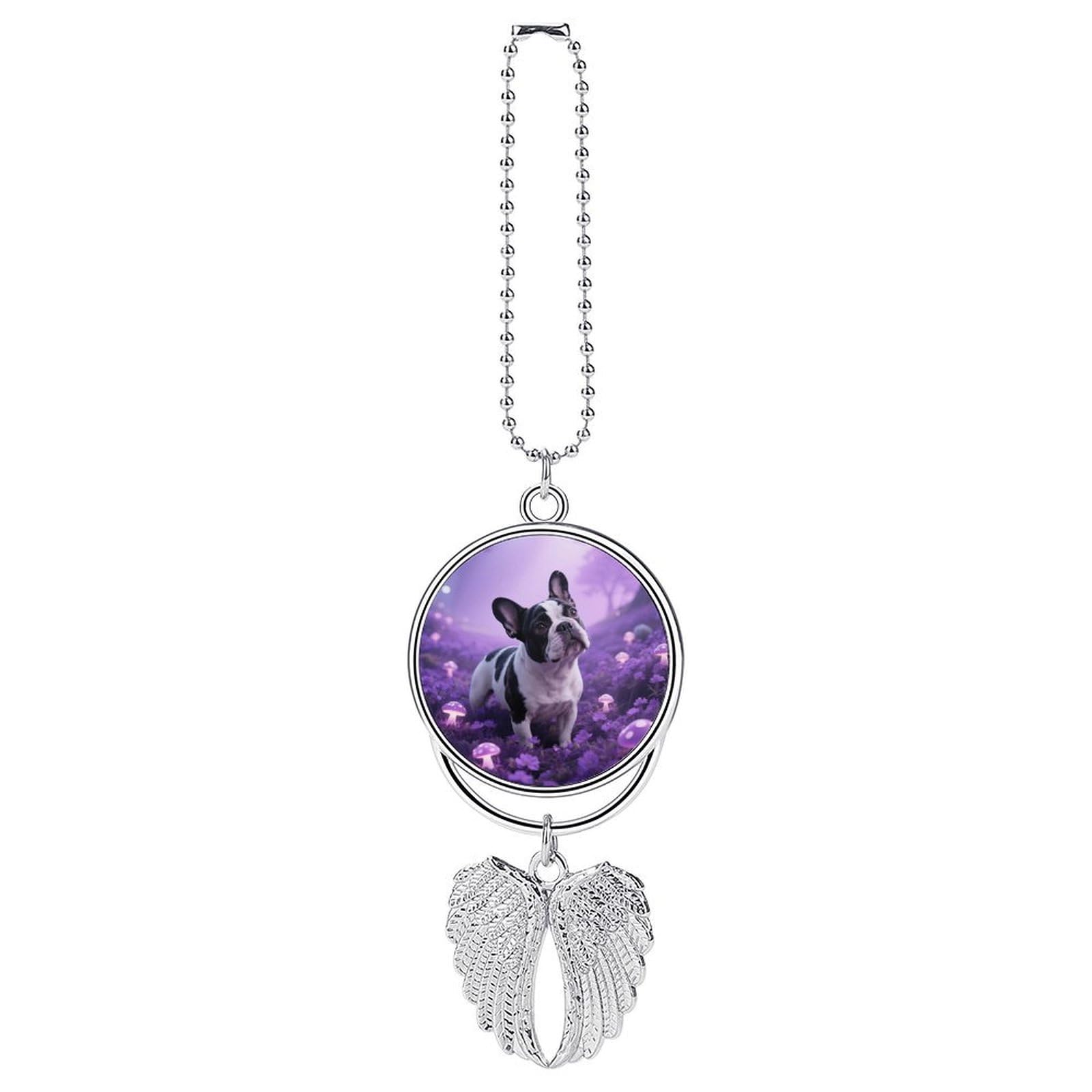Dog Mushroom Car Charm, Alloy Rear View Mirror Pendant, Bling Funny Car Hanging Ornament Gift for Women Men, Car Pendant Lucky Auto Interior Decoration Accessories Silver-Style