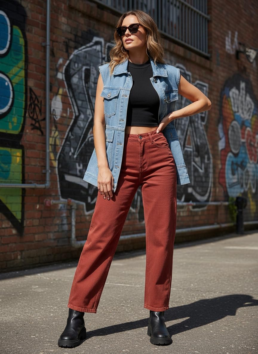 Dokotoo Women's Button Down Denim Vest Sleeveless Jean Jacket with Pockets Classic Cotton DenimTop - Image 4