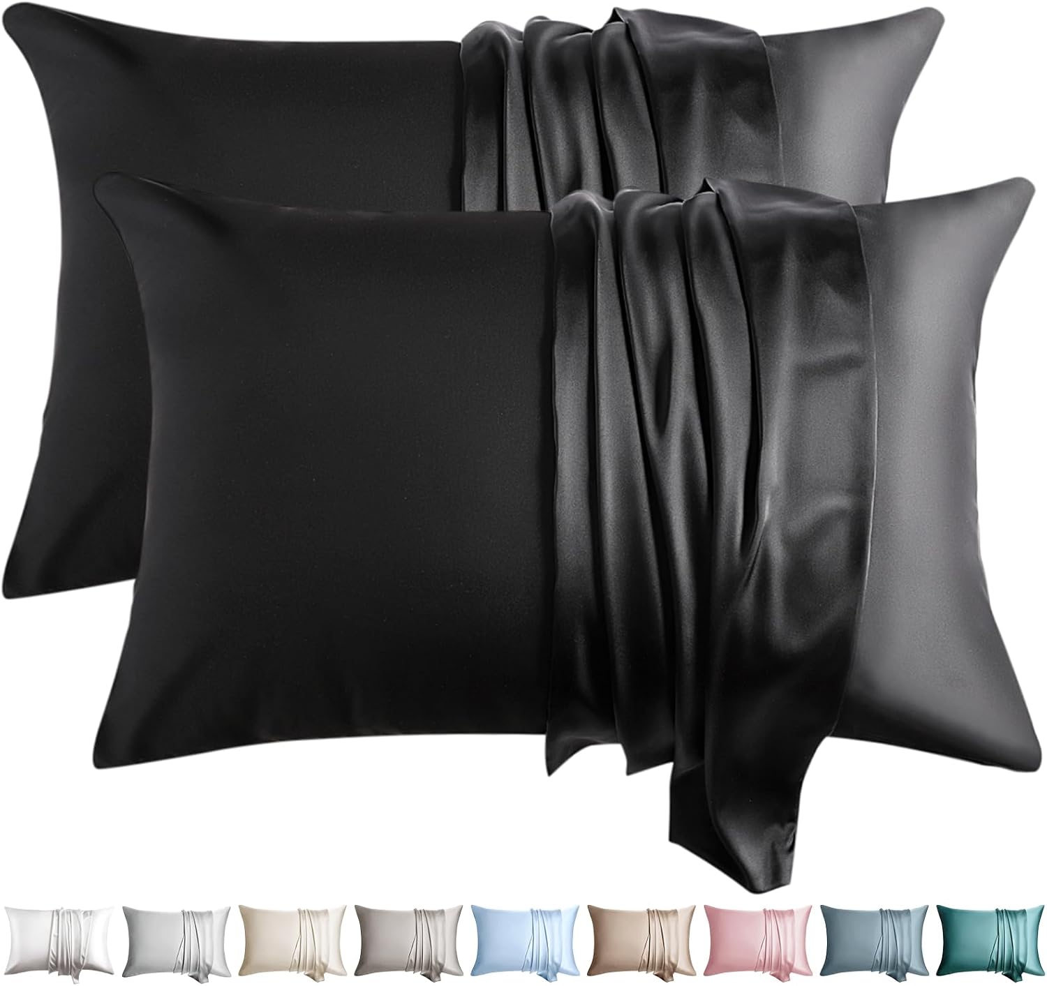 100% Silk Pillow Cases 2 Pack Queen Size Mulberry Silk Pillowcase for Hair and Skin Set of 2 Highest Grade 6A Silk Soft Breathable Cooling with Hidden Zipper, Black 100% Silk Pillow Cases 2 Pack Queen Size Mulberry Silk Pillowcase for Hair and Skin Set of 2 Highest Grade 6A Silk Soft Breathable Cooling with Hidden Zipper, Black