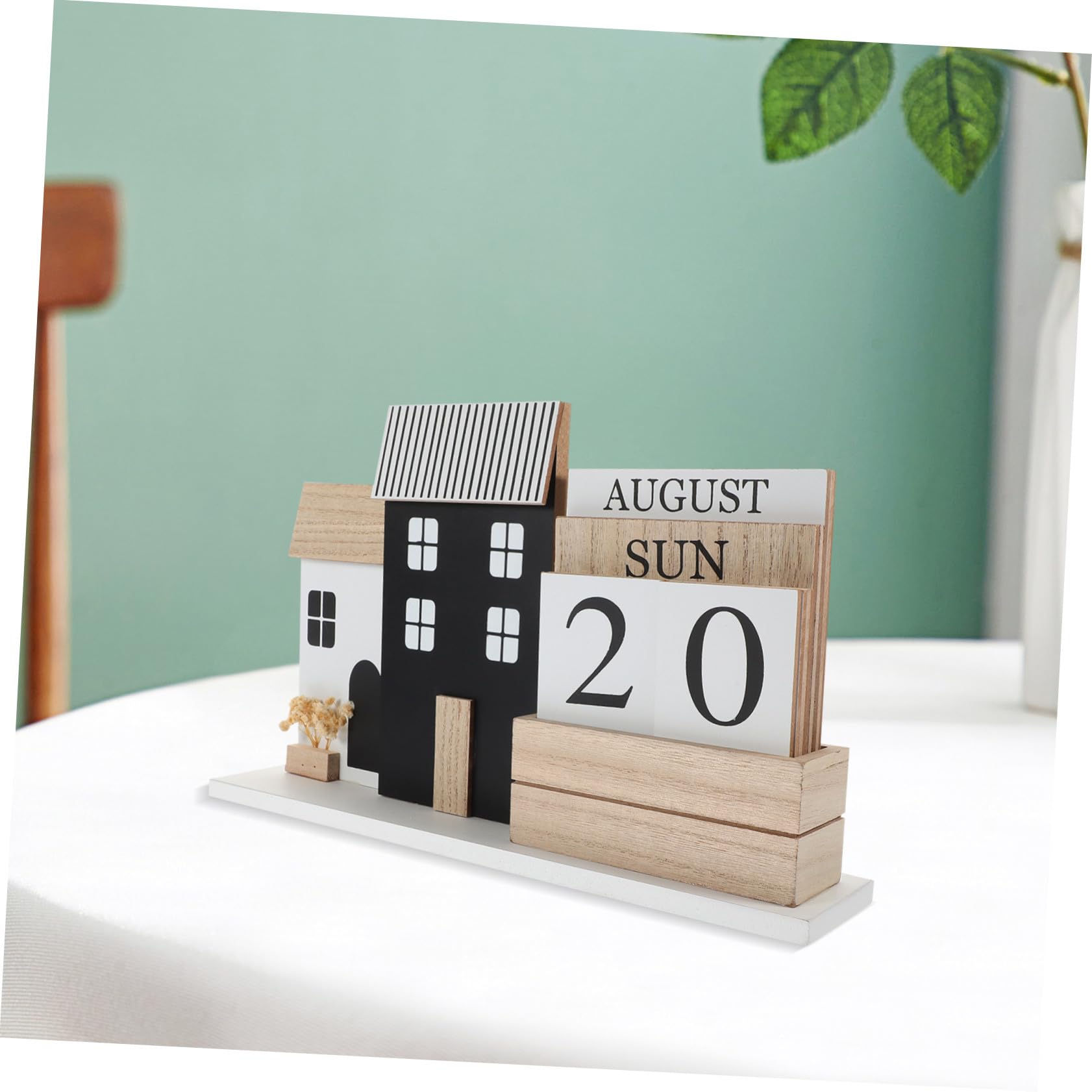 Calendario da Scrivania in Legno con Base Rustica Decorazione Artistica per Ufficio e Casa Dimensioni Visualizzazione Manuale di Data e Mese Planner Settimanale Essenziale