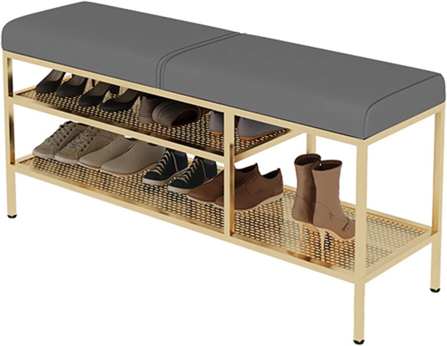 Shoe Storage Bench，Hallway Bench 2 Tier Free Standing Shoe Rack, with Padded Seat Cushion, Shoe Bench, Shoe Storage Stool, for Living Room, Bedroom, Hallway