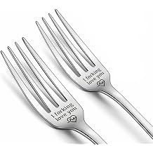 Engraved Ice Cream Spoon Gifts for Couple on Anniversary, 2 Pcs Personalized Coffee Spoon Stainless Steel, Couple Gifts for Him and Her on Valentines Day Forks, i Forking Love You-2