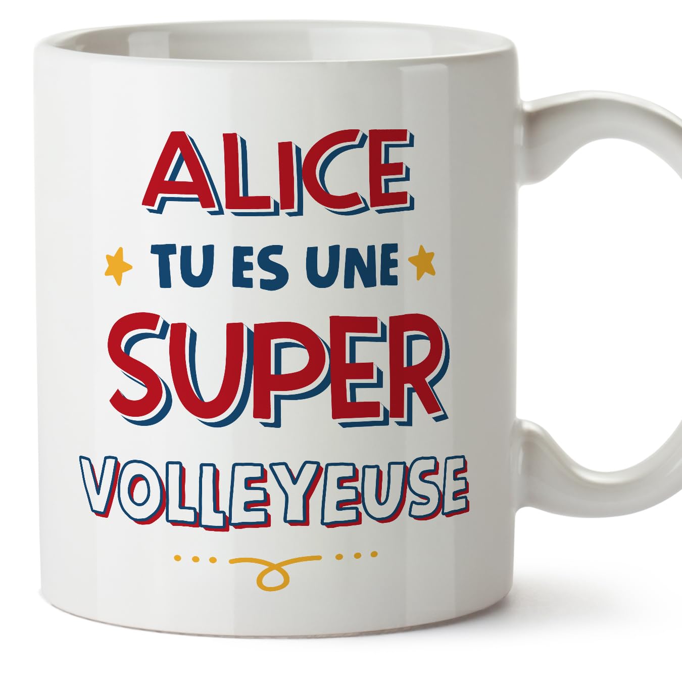 MUGFFINS Personalised Mug for Volleyball Player Woman - in French - Tu ES Super - Funny Custom Gift for Colleagues - Ceramic 11oz Mug