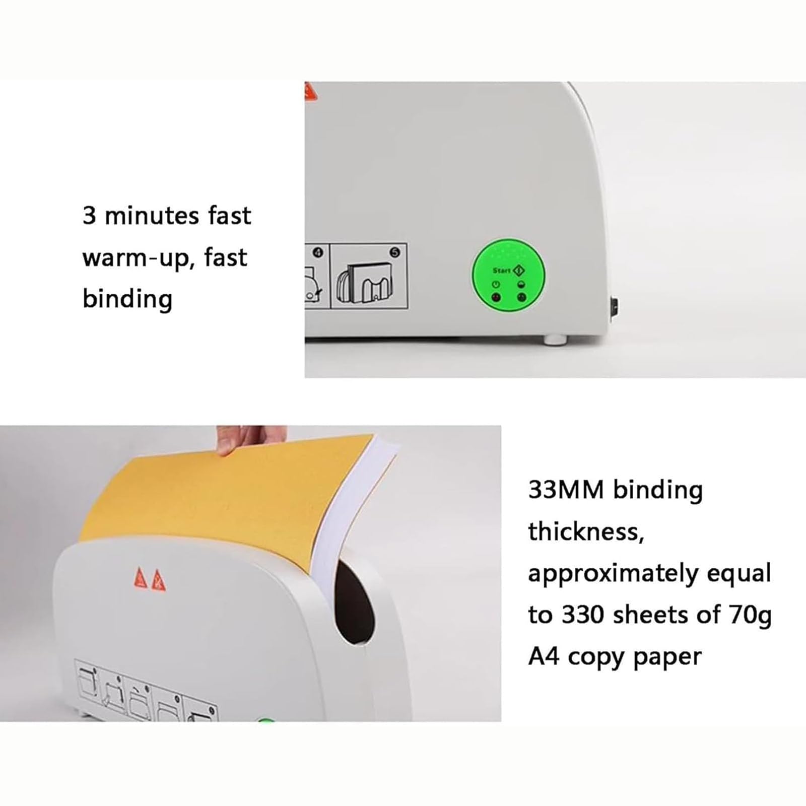 Rilegatrice termica elettrica, formato A4, 1 minuto, rilegatura rapida fino a 33 mm, per documenti, relazioni, album fotografici