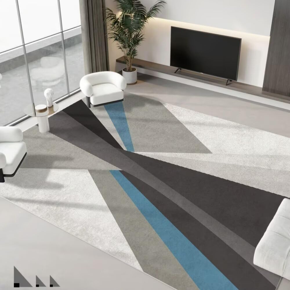 Tapis de salon géométrique bleu 130x190 tapis chambre bébé lavable