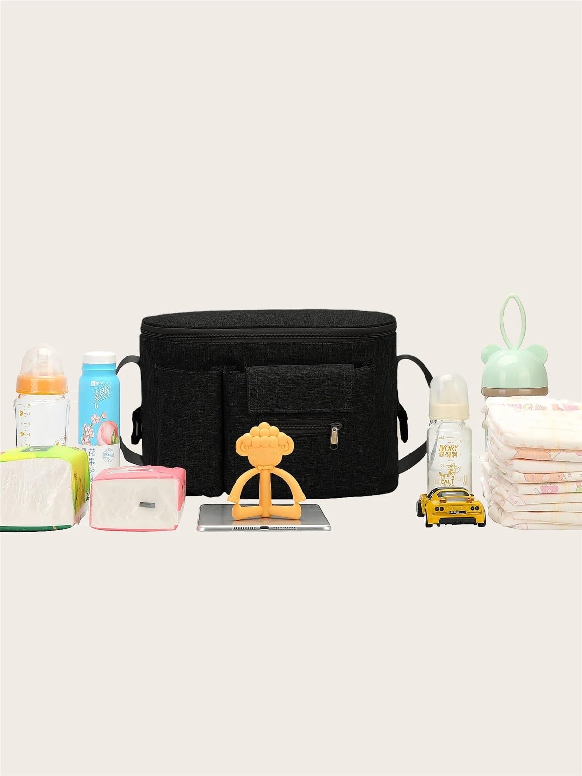 Kinderwagen Organizer Taschen Mumie Große Kapazität Reise Hängen Tasche Flaschenhalter Kinderwagen Windel Taschen Kinder Kinderwagen Zubehör(GRAY)