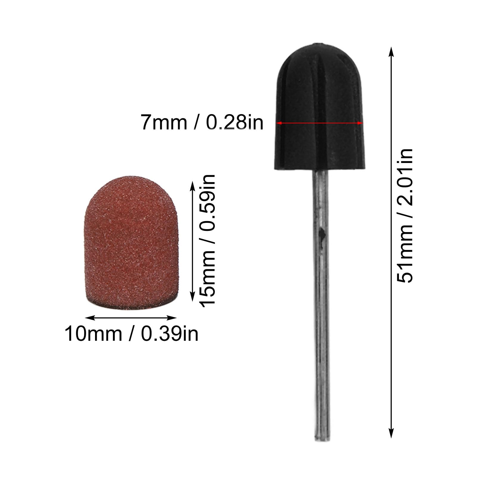 Watris Veiyi 50 sztuk nasadek szlifierskich frezarki do paznokci, 120# tulejki szlifierskie | Nasadki do frezarki do paznokci, 15 × 10 mm szlifowanie do obróbki paznokci