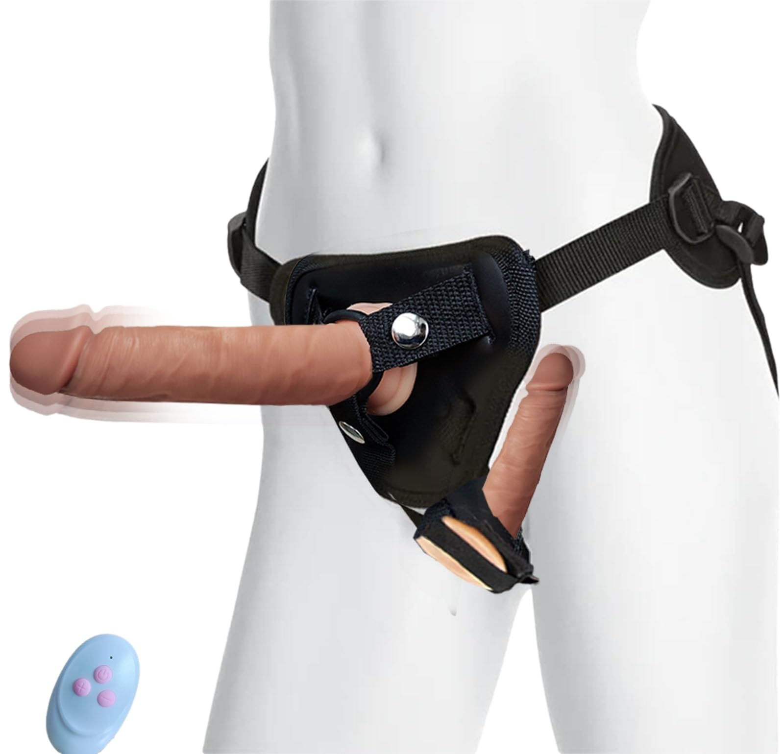 Strap On Dildo Silicone per Donne 2 Dildos Rimovibili con Vibratore G-Spot Regolabile per Lesbo e Coppie, Design Doppio per Piacere Simultaneo