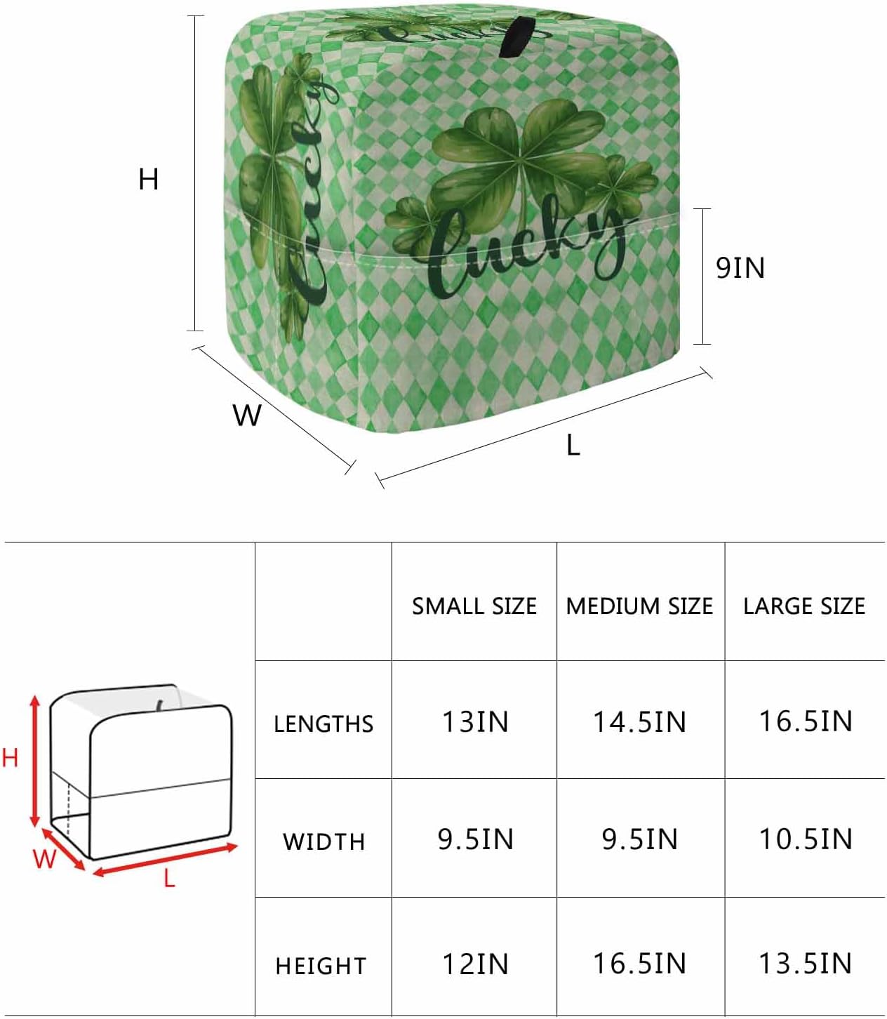 St Patrick's Day Stand Mixer Cover with Storage Pocket, Waterproof Kitchen Mixer Covers, Vintage Lucky Green Shamrocks Rustic Plaid Kitchen Appliance Dust Cover Compatible with 4/4.5 Quart Mixers