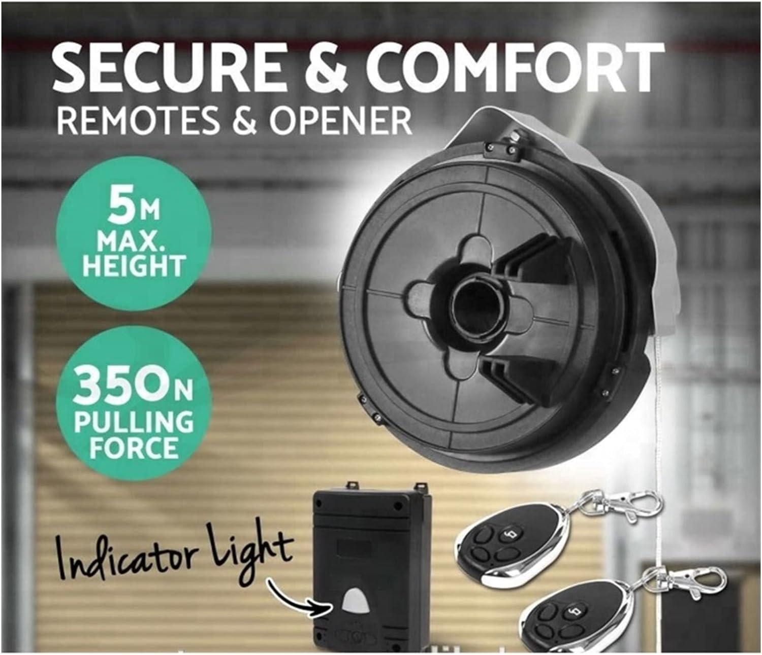 Electric Door Opener Automatic Garage Roller Door Opener Motor Operator Roller Rolling up gate Opener Motor Open Driver 350N Lift Force Home Security (Color : Kit 1)