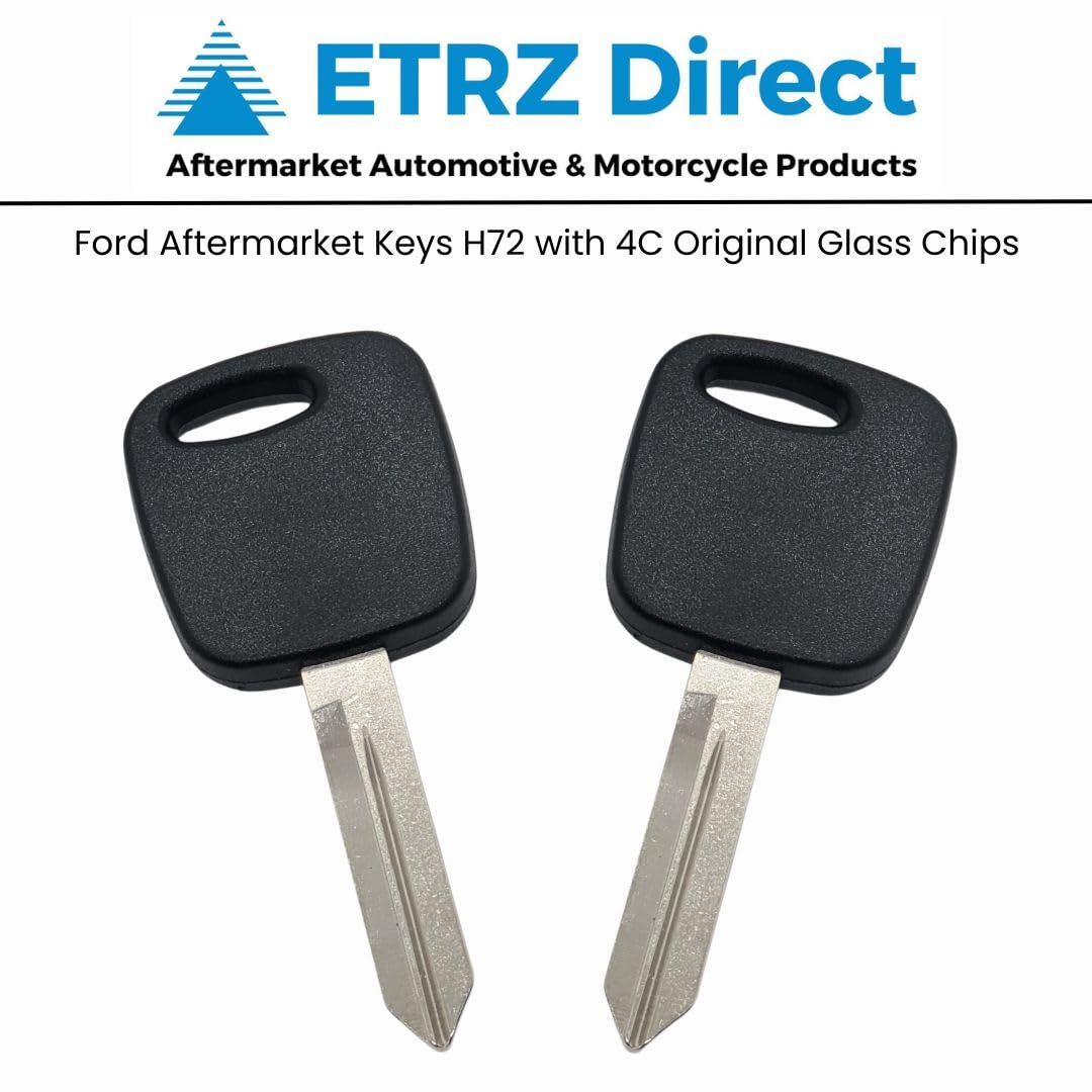 2 Ignition Replacement H72 Transponder Key Chipped 4C Chip Compatible with Ford 4C Key Explorer Expedition F150 F250 Mustang Taurus Ranger Windstar Lincoln Navigator Town Car Mercury Mountaineer Sable