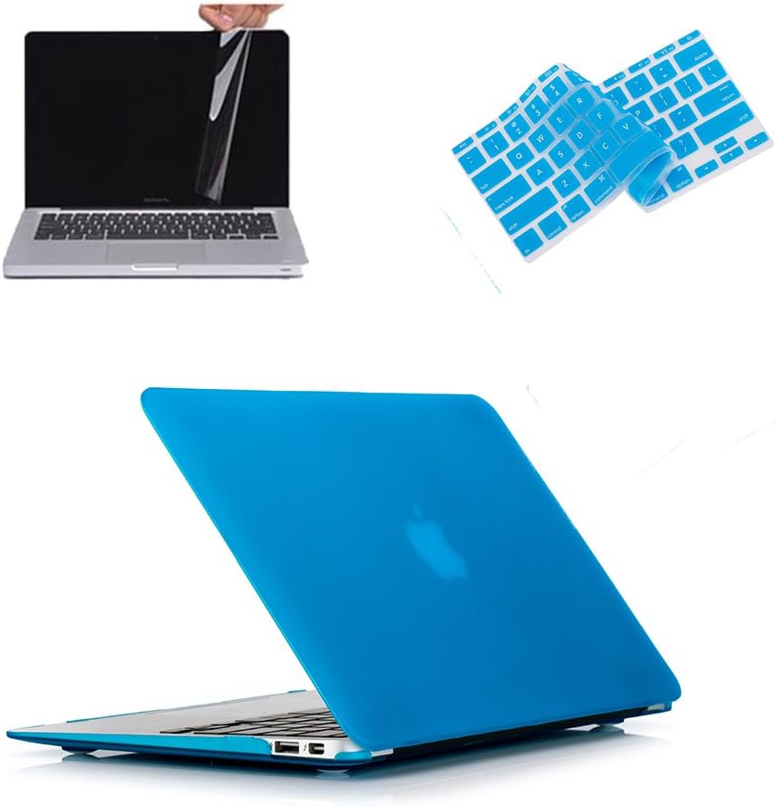 RUBAN Case Compatible with MacBook Air 11 Inch Release (A1370/A1465) - Slim Snap On Hard Shell Protective Cover and Keyboard Cover, Screen Protector for MacBook Air 11 (Light Blue)
