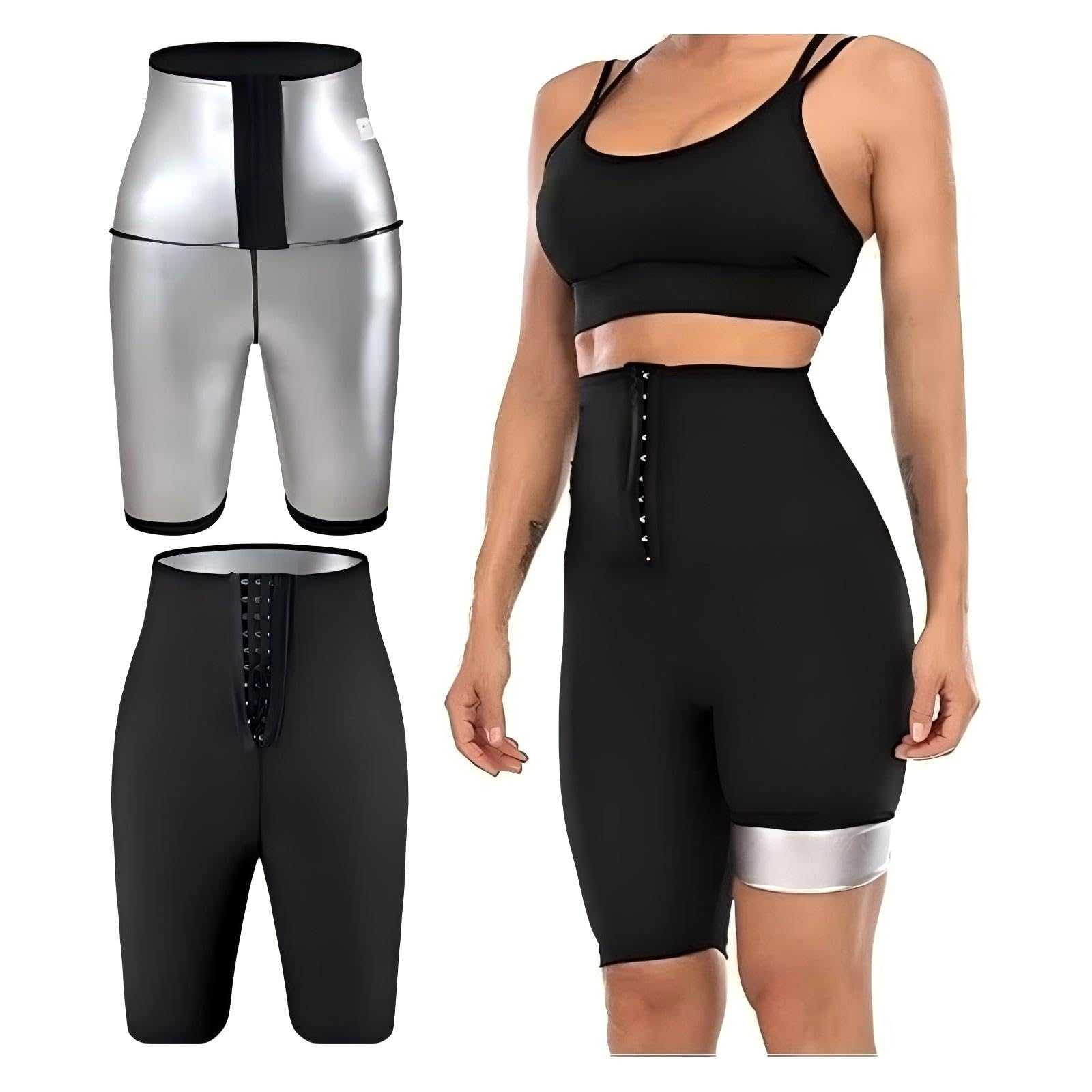 Lengender Women's Shorts Sweat Pants, Slim High Waist Sports Leggings, Sauna Clothing Flat Stomach For Slimming Fitness Jogging Yoga, Xxl-3Xl