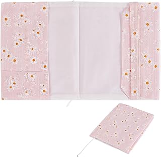 FINGERINSPIRE Cubierta de libro de tapa blanda de 165 x 210 mm, A5 protector de libros de lona de plástico, color rosa brumoso, fundas rectangulares para libros de margaritas con cierre ajustable