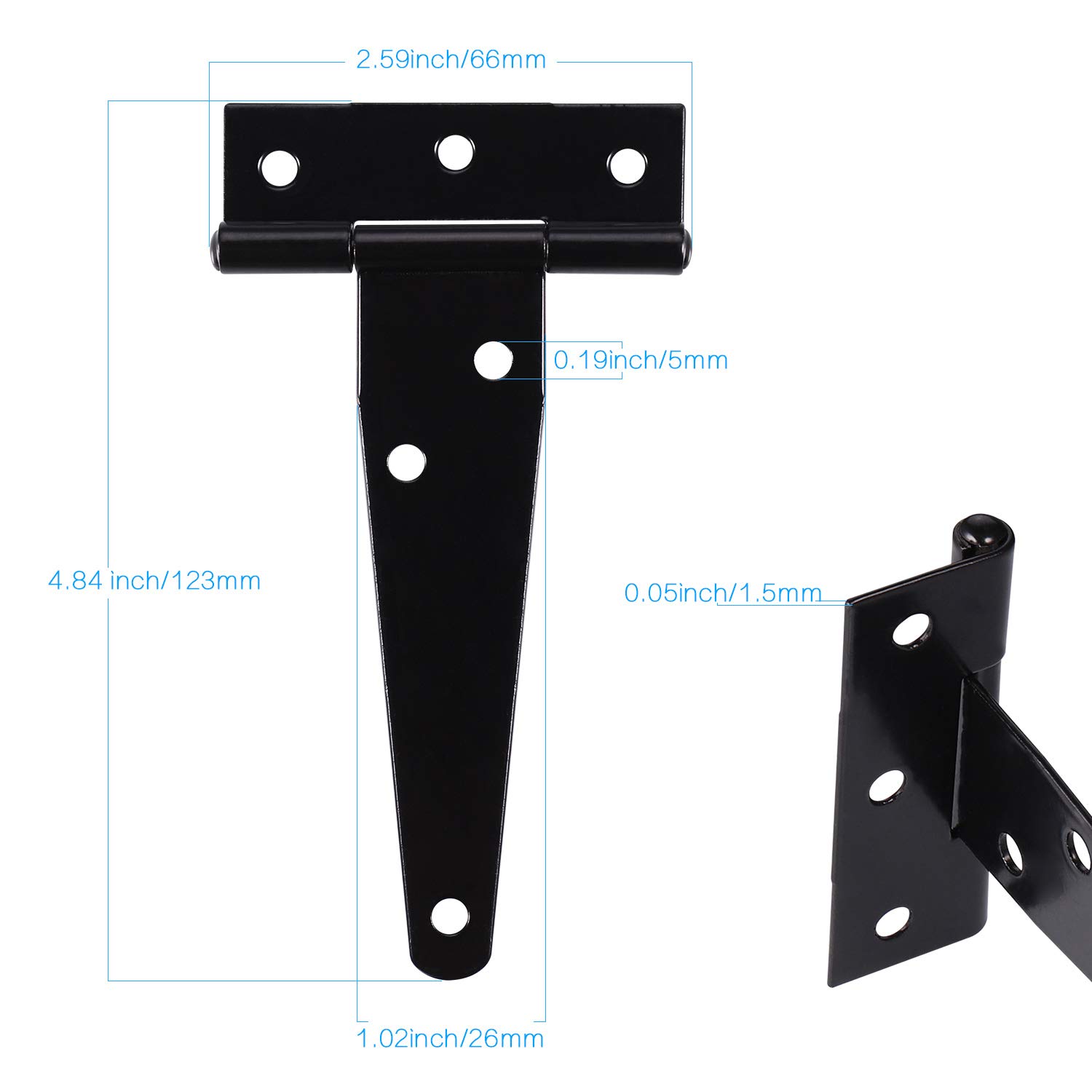 Set 4 Cerniere Nere Per Porte | A T E Per Carichi Pesanti | Con Viti | Per Armadi E Giardino